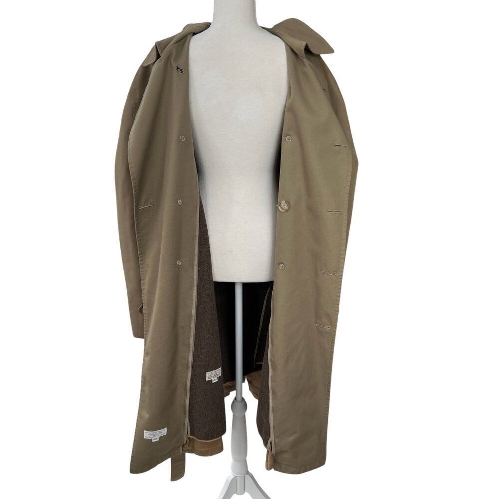 Vintage 90's Men's Christian Dior Wool Lined Double Breasted Belted Trench Coat - Picture 5 of 12